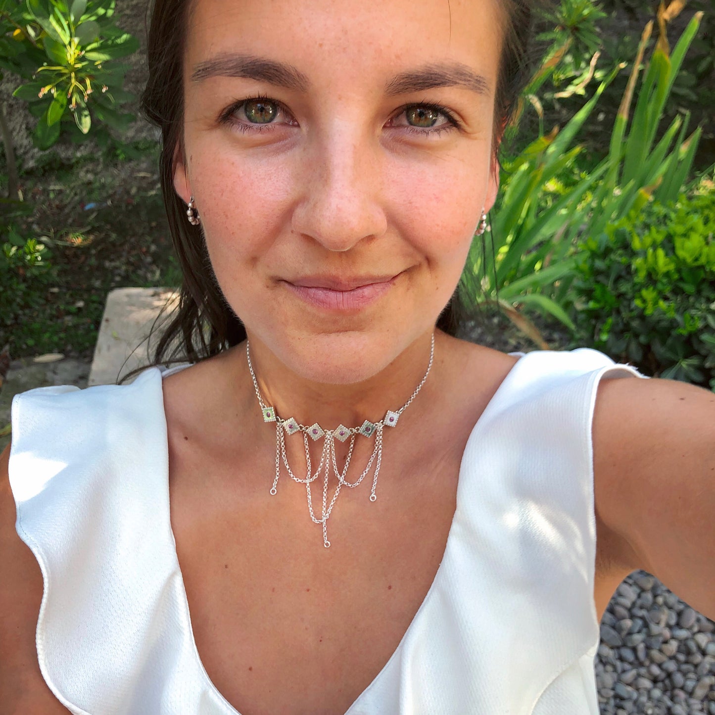 COLLAR CHOKER CASCADA RODOLITA