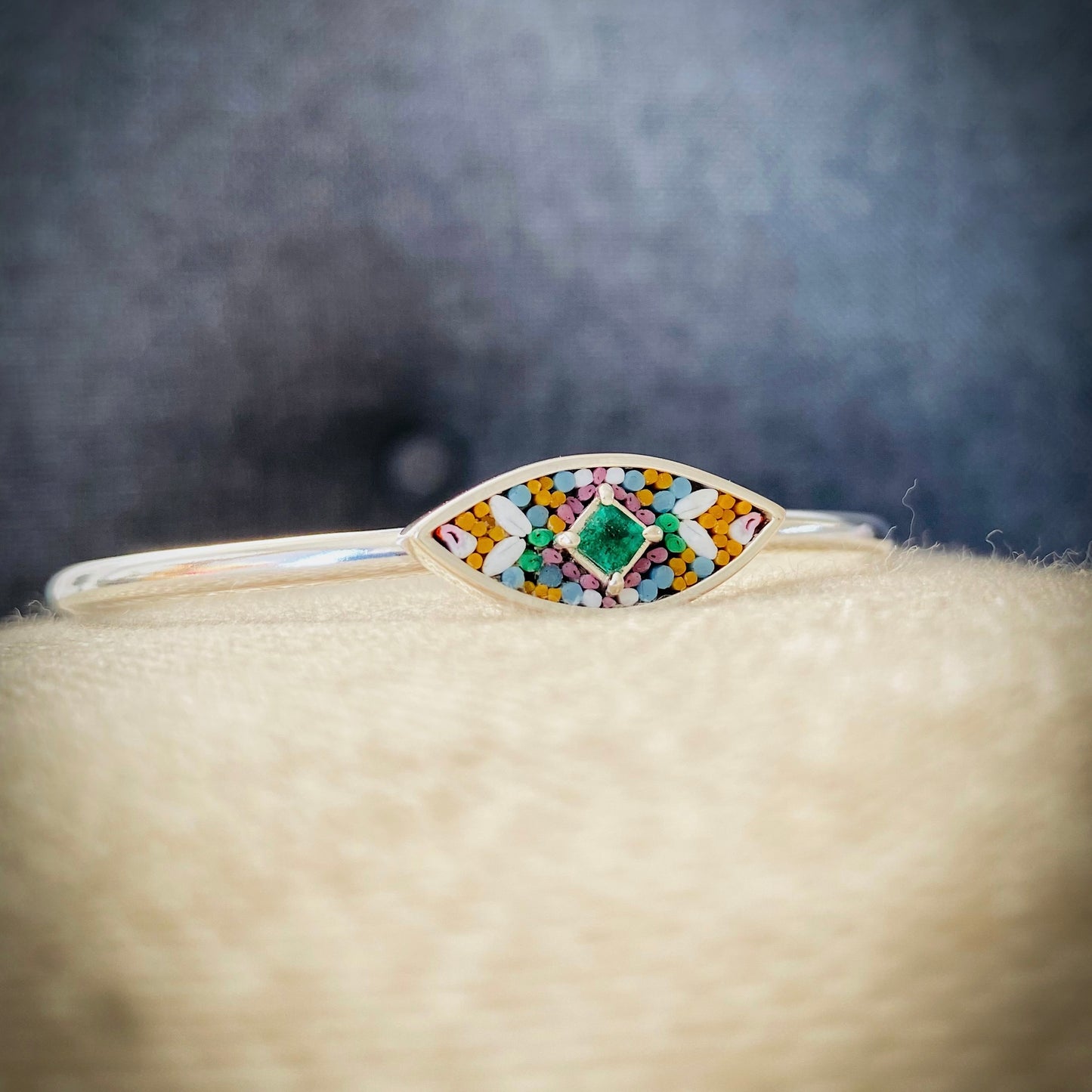 PULSERA OJAL S MICROMOSAICO + ESMERALDA