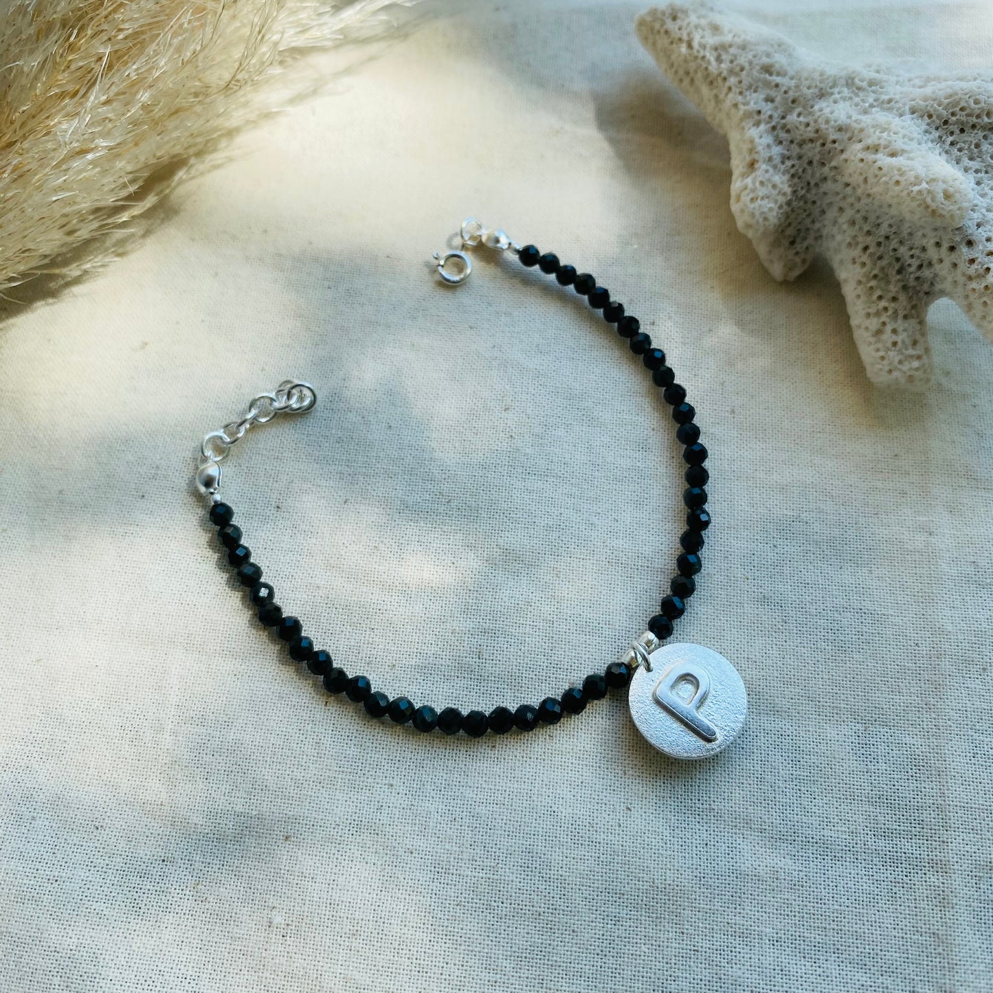 PULSERA MOI OBSIDIANAS Y PIEDRA LUNA